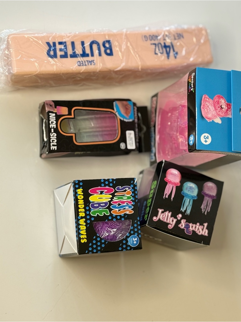 Bundle Large Butter, large unicorn,Nicesicle, jelly  Squish & Squeezy Cubes. New